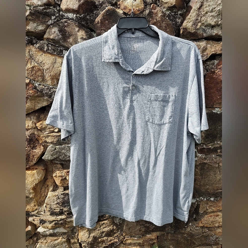 George Men's Heather Gray Pocket Polo Big And Tall Size 3XL - Picture 4 of 8